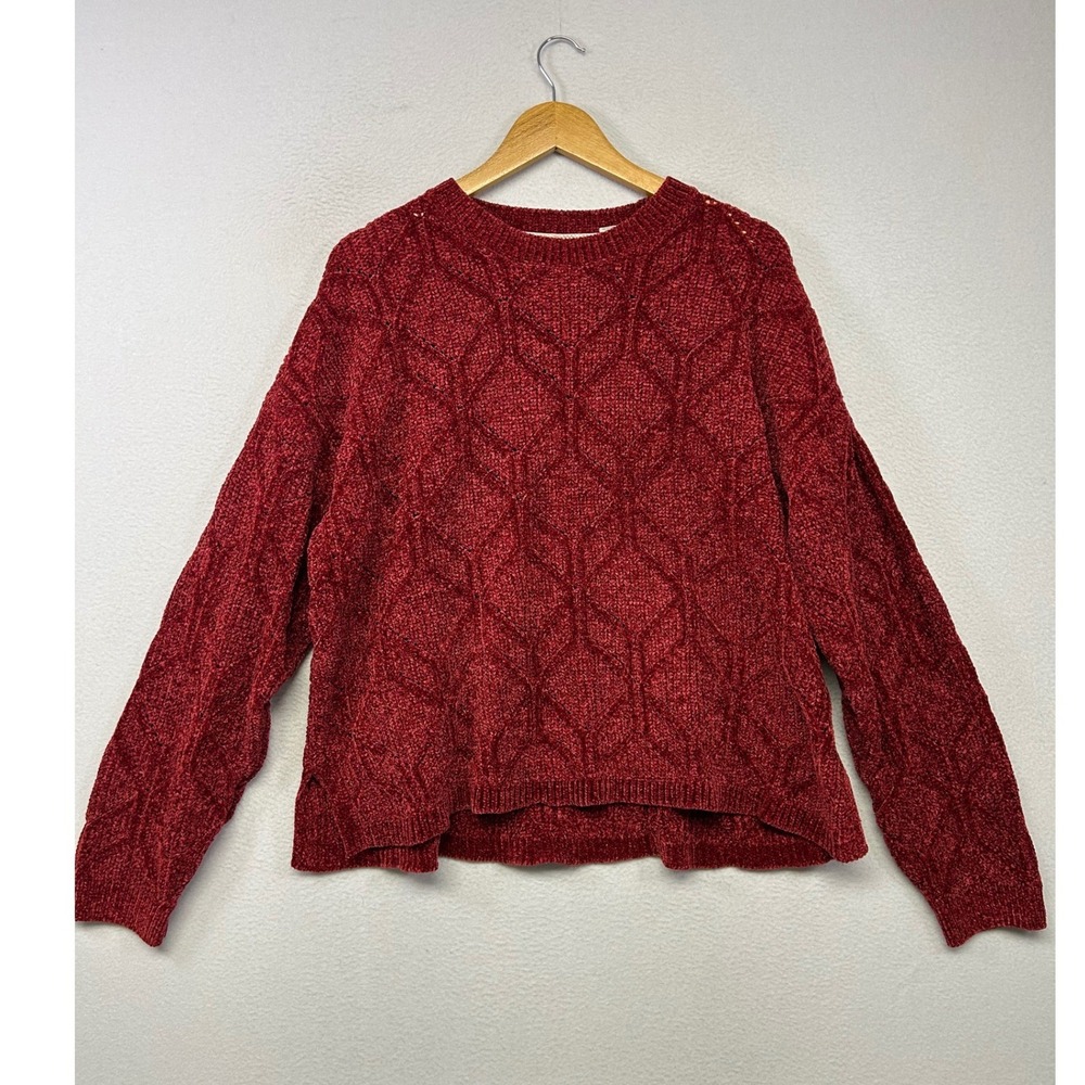 Cozy Cabin Weatherproof Vintage Womens XXL Red Chenille Cable Knit Sweater